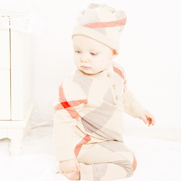 

Infant Baby Rompers Winter Clothes Newborn Baby Boy Girl Knitted Sweater Jumpsuit Hooded Kid Toddler Warm Outerwear and hat B278, 1#