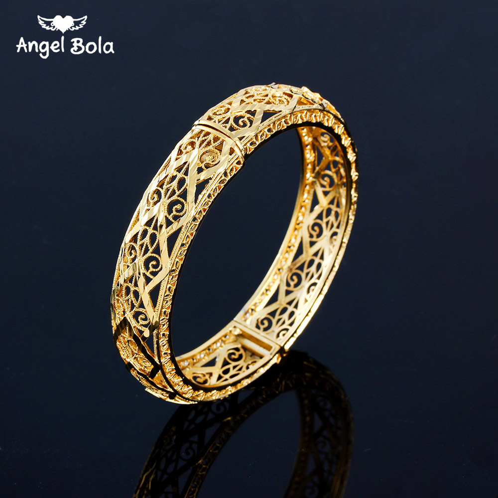 

Lattice Bangle Bracelet Girls Women Hand Jewelry Arab Gifts Dubai India Africa Gold Color Muslim Turkish Bangles