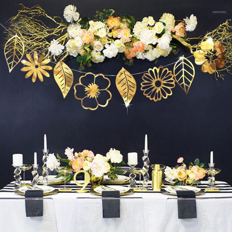 

Party Decoration Gold Silver Flower Garlands Wedding Banner Birthday Bunting Pennant Baby Shower Garland Flags Supplies