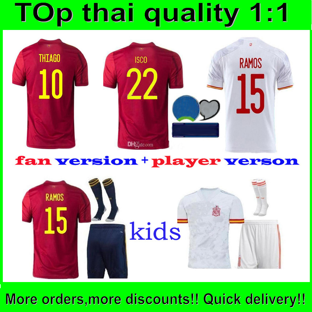 

Top thai Spain soccer jersey Camiseta EspaÃ±a PACO MORATA A.INIESTA PIQUE Spain 20 21 European Cup ALCACER SERGIO ALBA men kid can customize, Black;yellow
