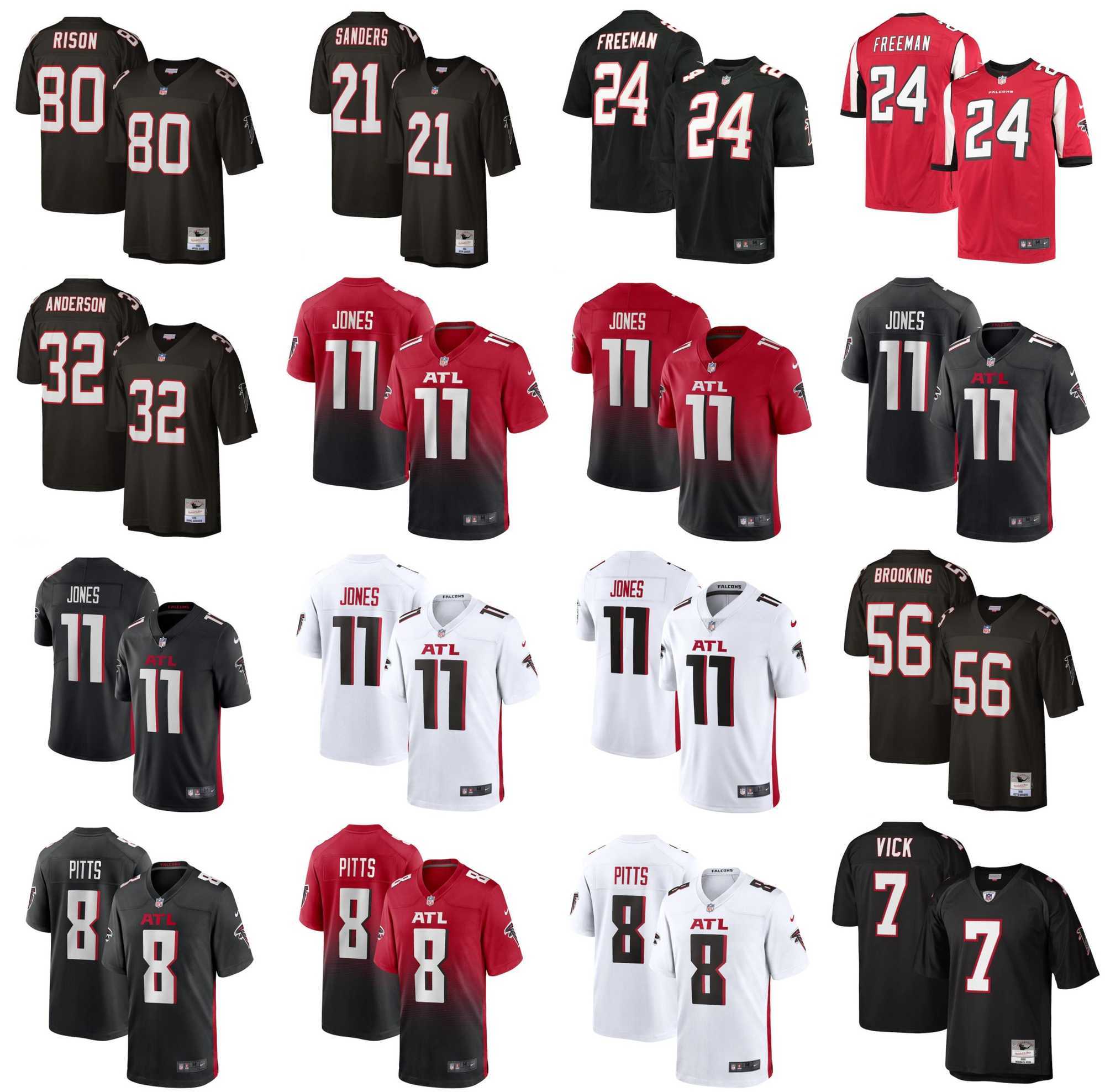

NIKE NFL jersey 2021 American Football Jerseys Atlanta Falcons Kyle 8 Pitts Deion 21 Sanders Devonta 24 Freeman Jamal 32 Anderson Julio 11, Black;red