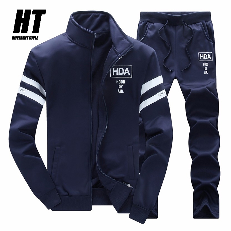 

Casual Tracksuit Men Sets Jogging Sportswear Zipper Stand Collar 2 Piece+Pants Outfit Quality Overalls Sporting Suits Mens 210603, Cjw368black