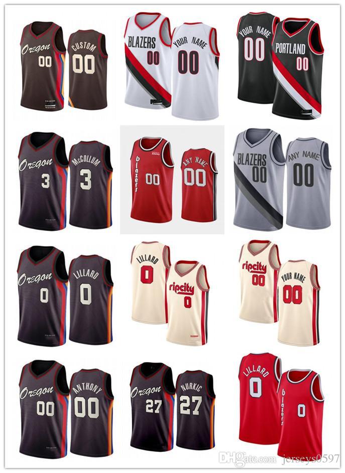 

75th Custom Men Women PortlandTrail Blazers24 Norman Powell Damian 0 Lillard CJ 3 McCollum 27 Jusuf Nurkic Basketball Jerseys, Black;red