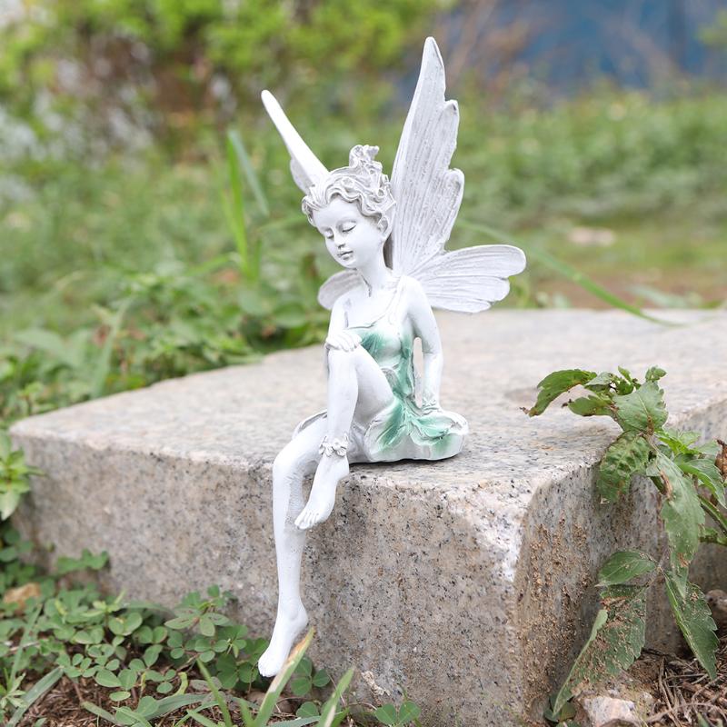 

Garden Decorations Flower Fairy Sculpture Landscaping Yard Ornament Resin Turek Sitting Statue Outdoor Angel Girl Figurine Craft