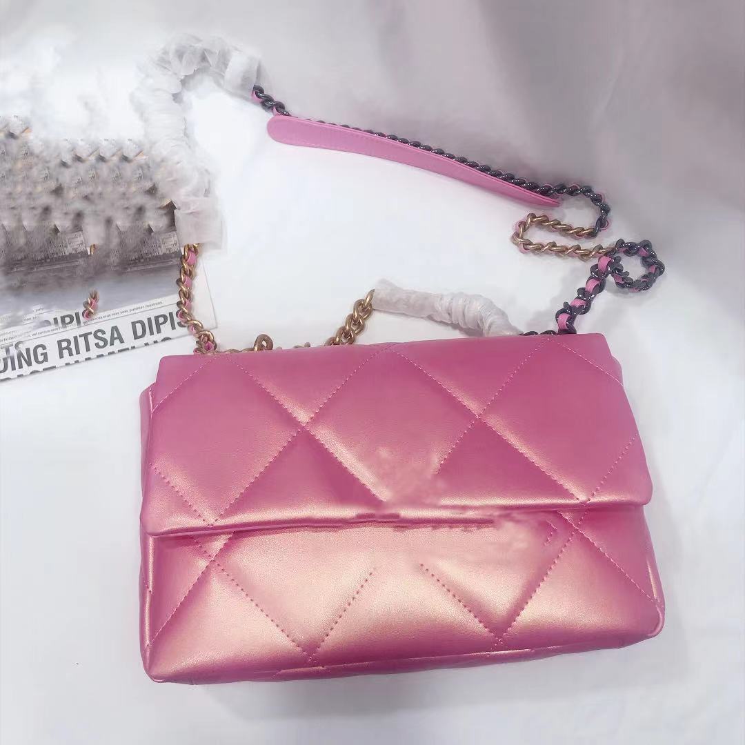 

Stunning fluorescent color bag lady geometric check chain bagss designer high-quality leather shoulder bags CC, White