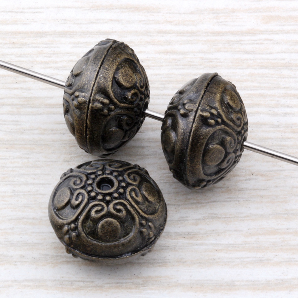 

50PCS Alloy Antiqued Bronze Crafts Round Spacer Beads 16mm For Jewelry Making Bracelet Necklace DIY Accessorie