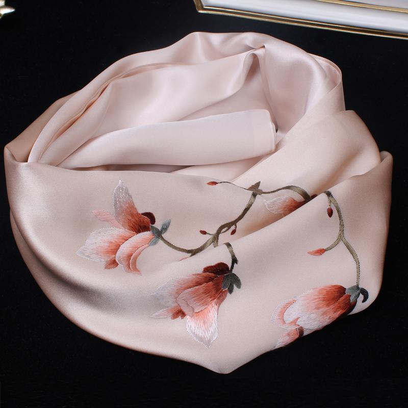 

Hats, Scarves & Gloves Sets Suzhou Embroidery Business Gift Mulberry Silk Scarf Women's Magnolia Ethnic Style Shawl