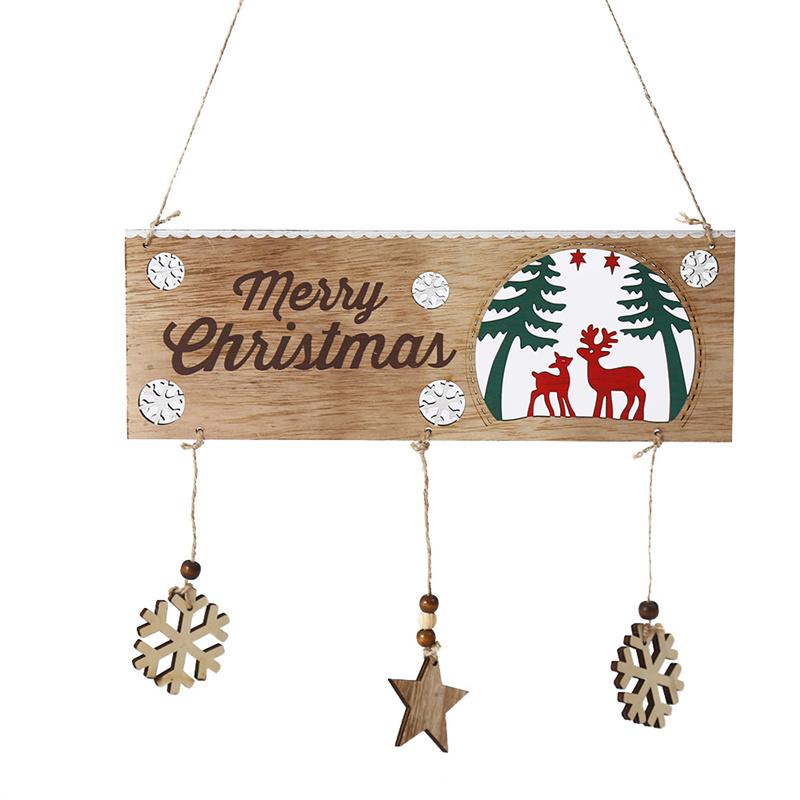 

Christmas Decorations 1pcs 2021 Year Wooden Door Hanging Sign Tree Ornament Decoration For Home Pendant Navidad Gift