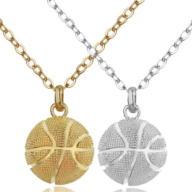 

Pendant Necklaces Basketball Three-dimensional Sports White K Stainless Steel Necklace Fashion Jewelry Women