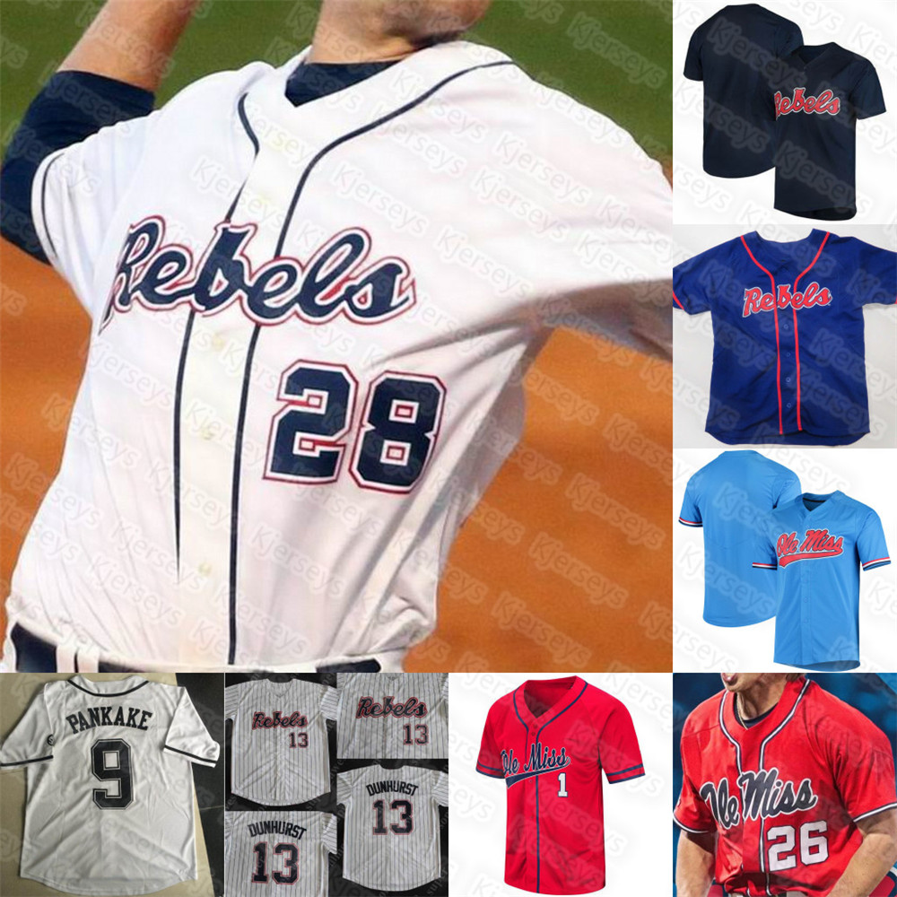

NCAA Ole Miss Rebels Baseball Jersey 19 Cael Baker 3 Anthony Servideo Lance Lynn 13 Hayden Dunhurst 48 Jerrion 33 Ealy Ben Van Cleve 1 Peyton Chatagnier 14 Trey LaFleur, Women s-xxl
