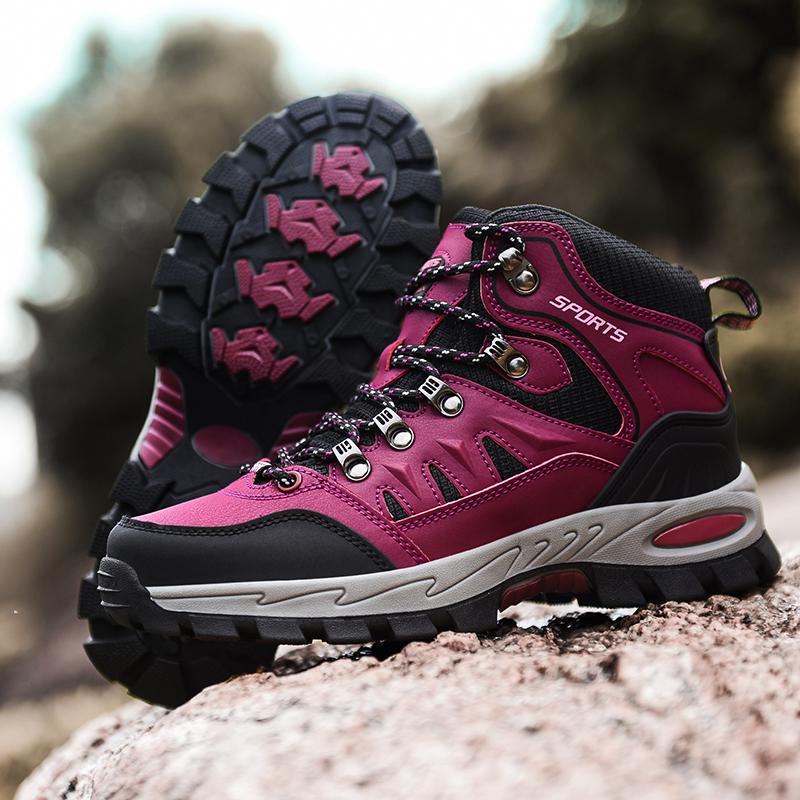 

Boots Women Hiking Shoes Outdoor Trekking Round Toe PU Leather Platform Winter Walking Sports Athletic Sneaker, Army green