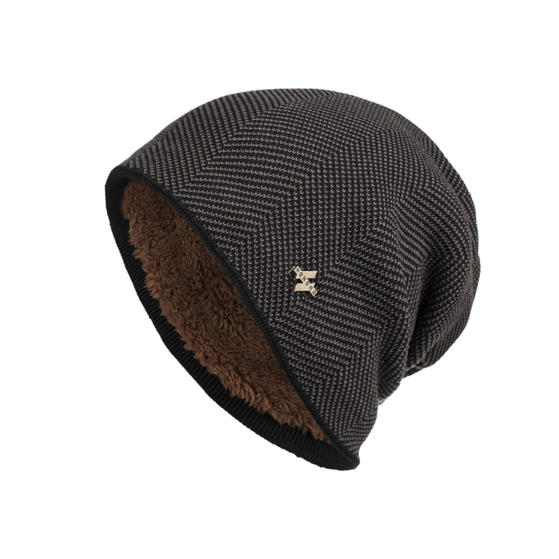 

Autumn Winter New Style H Label Head Cap Thickened Knitting Caps, Black