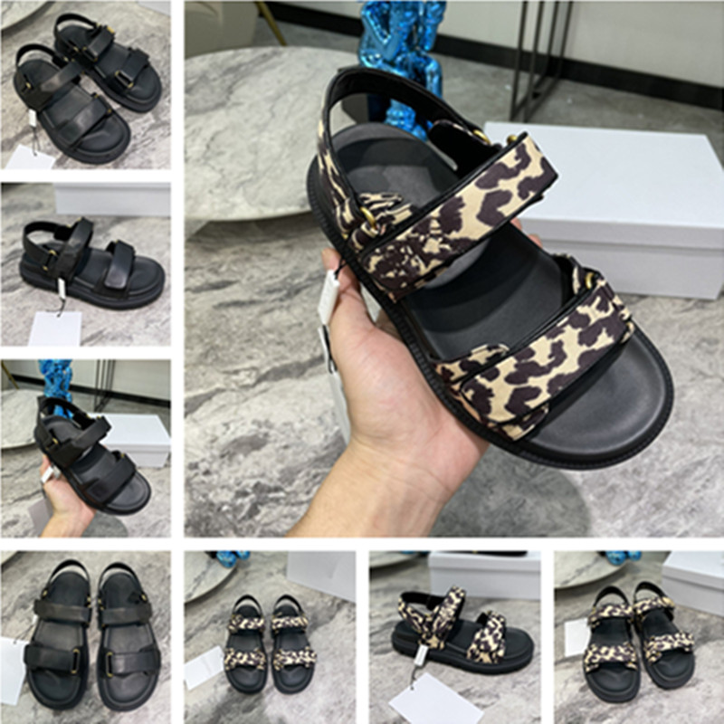

High Quality Womens Sandals Slippers Fashion Women Leather Sandal Ladies Suitable Colorful Shoes Classic Girls Leisure Slipper Within leopar, Black