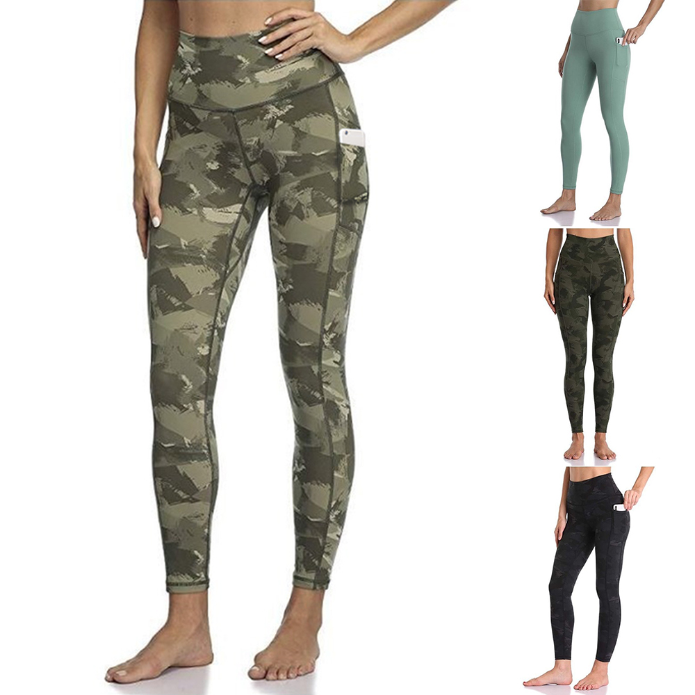 

Camo Printed High Waist Legging Yoga Pant With Pockets Workout Ultra-Stretch Sweatpants Woman Fitness Legging, Red