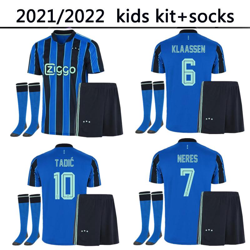 

A JAX kids kit and socks soccer jersey amsterdam ajax jersey 2021 2022 KUDUS ANTONY BLIND PROMES TADIC NERES CRUYFF 21 22 football shirt uniforms away blue third black