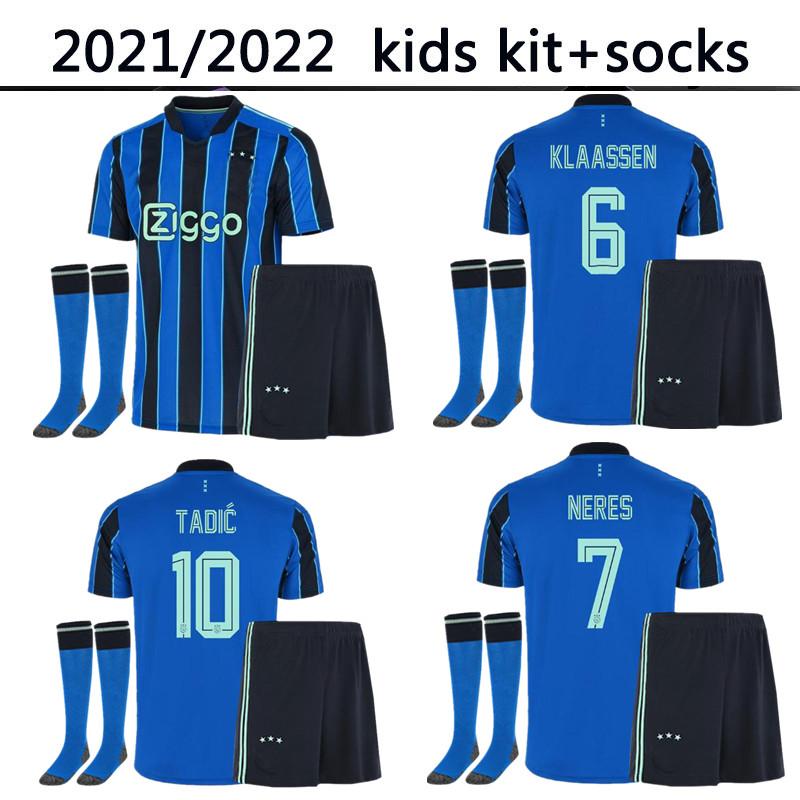 

A JAX kids kit and socks soccer jersey amsterdam ajax jersey 2021 2022 KUDUS ANTONY BLIND PROMES TADIC NERES CRUYFF 21 22 football shirt uni, Gray