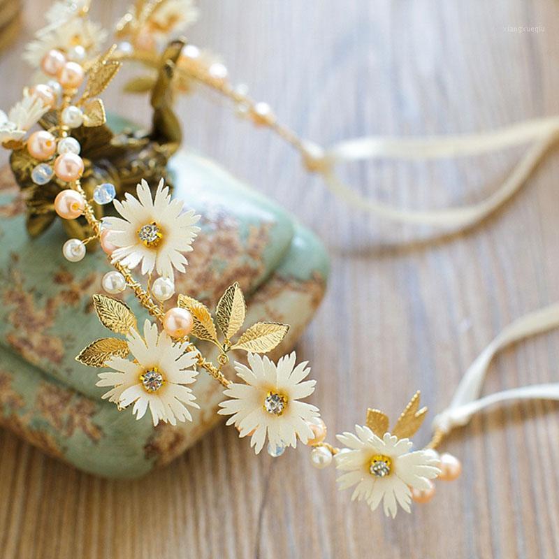 

Hair Clips & Barrettes Women Flower Headband With Ribbon Wreath Wedding Party Ladies Girls Garlands Floral Crown Hairband XRQ88, Golden;silver