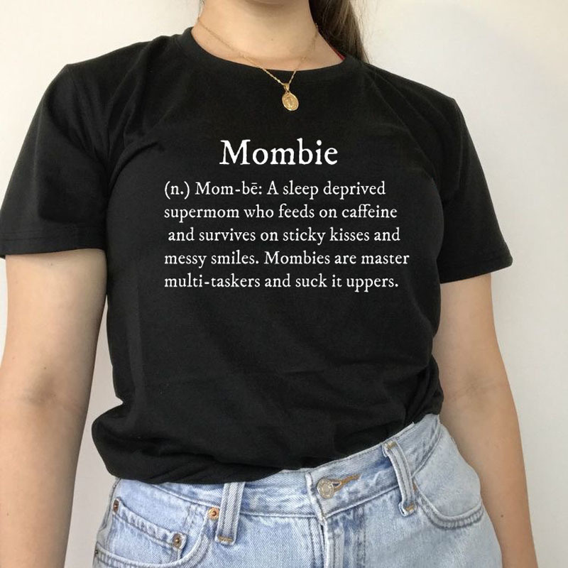 

Mombie Letter Print T-Shirt For Women Aesthetic Cotton O Neck Casual Funny Streetwear Mom Gift Tumblr Ulzzang Summer Tops 210518, Grey tee