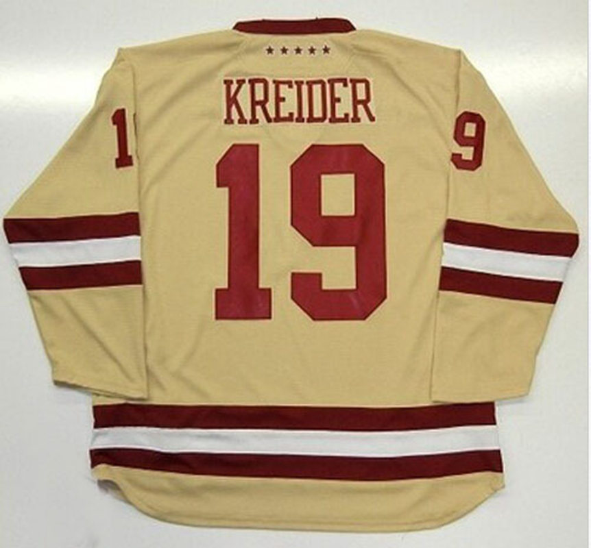 

Vintage NCAA College EAGLES 19 CHRIS KREIDER Hockey Jerseys Cream Stitched Shirts Mens M-XXXL, Beige