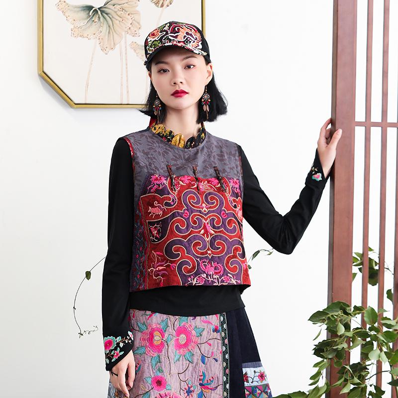 

Ethnic Clothing 2021 Chinese Spring And Autumn Improved National Style Splicing Tassel One Button Vest Sleeveless Women Coat Versatile