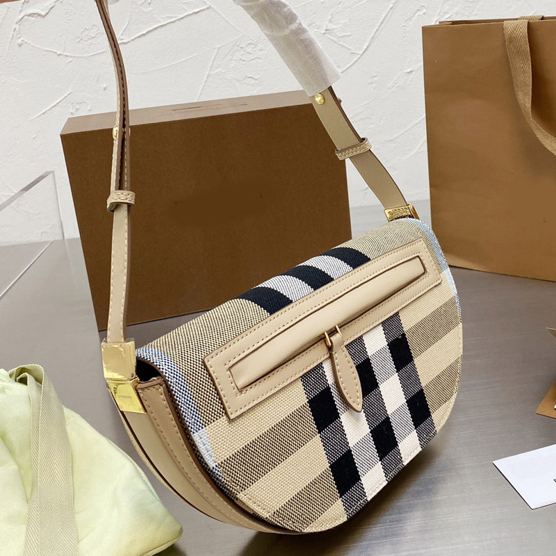 

Shoulder Bag Woven Canvas Handbag Adjustable Strap Hand Bags Genuine Leather Metal Letter Hasp Gold-pleated Hardware Zipper Pocket High Quality