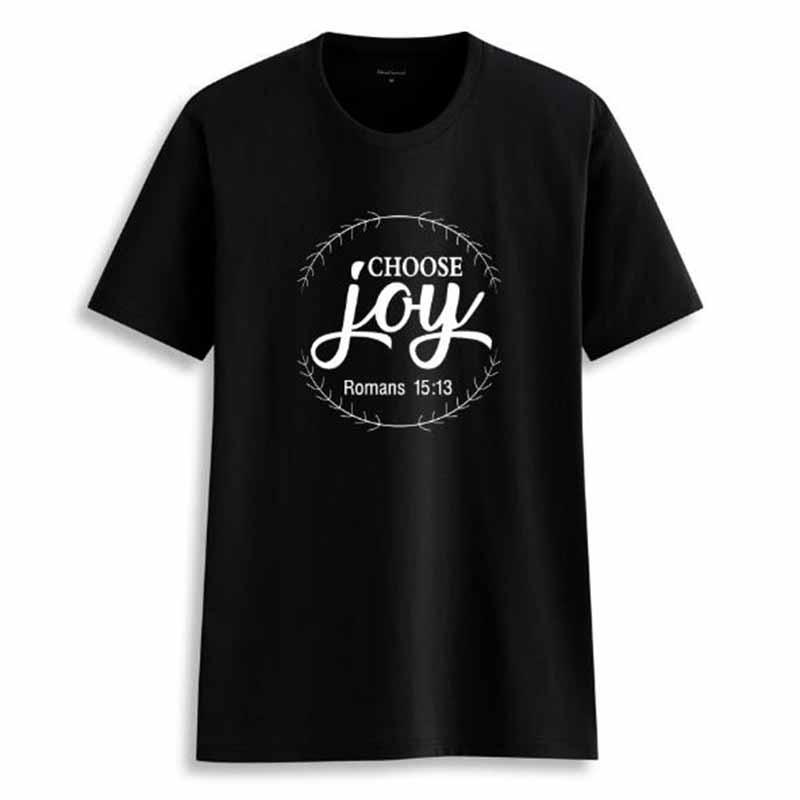 

Women' T-Shirt Choose Joy Women Tshirt Aesthetic Christ Jesus Female Clothing Fashion Letter Cotton Plus Size Shirt O Neck Short Sleeve Top, Black