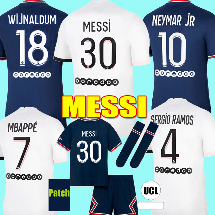

PSG MESSI SERGIO RAMOS Soccer Jerseys WIJNALDUM Paris Saint Germain NEYMAR JR MBAPPE HAKIMI Maillots football shirt MARQUINHOS VERRATTI Men kids kit, Kids home+socks