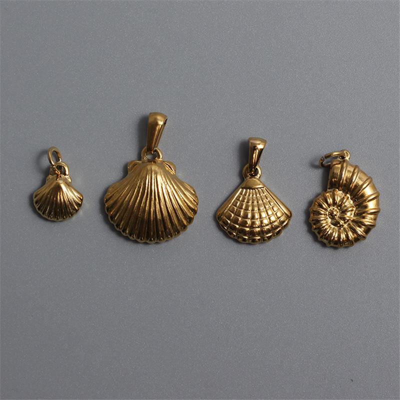

Charms Gold Color Stainless Steel Shell Conch Shape Pendant For Women Jewelry, Fashion Handmade DIY Necklace Female Accessories, Bronze;silver