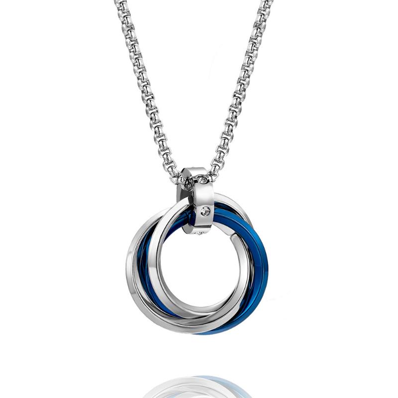 

Pendant Necklaces Hip Hop Male Three Ring Titanium Steel Necklace S Circle Art