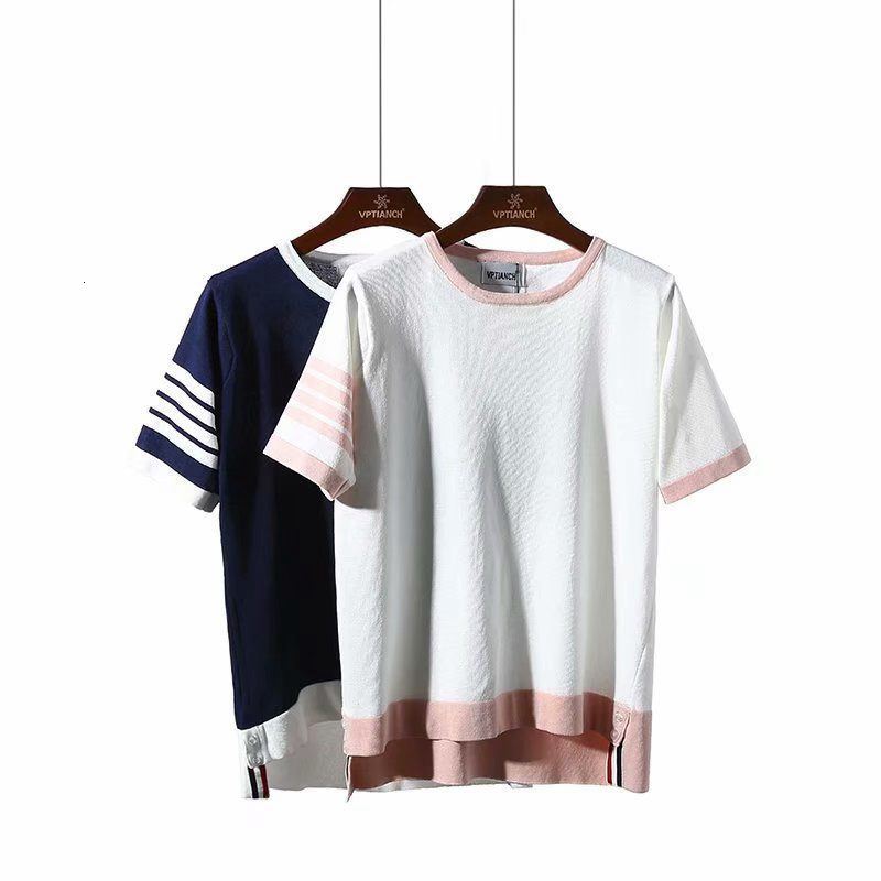 

t shirt 2021 summer fashion pullover round neck short sleeve loose thin net red knitted bottomed girl student, White