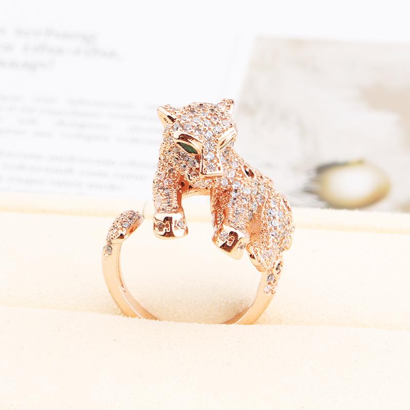

Wedding Rings Black Spot Leopard Paved 3A Cubic Zirconia Stone Animal Panther Ring Adjustable For Men Women Fashion Jewelry 2021 Trend