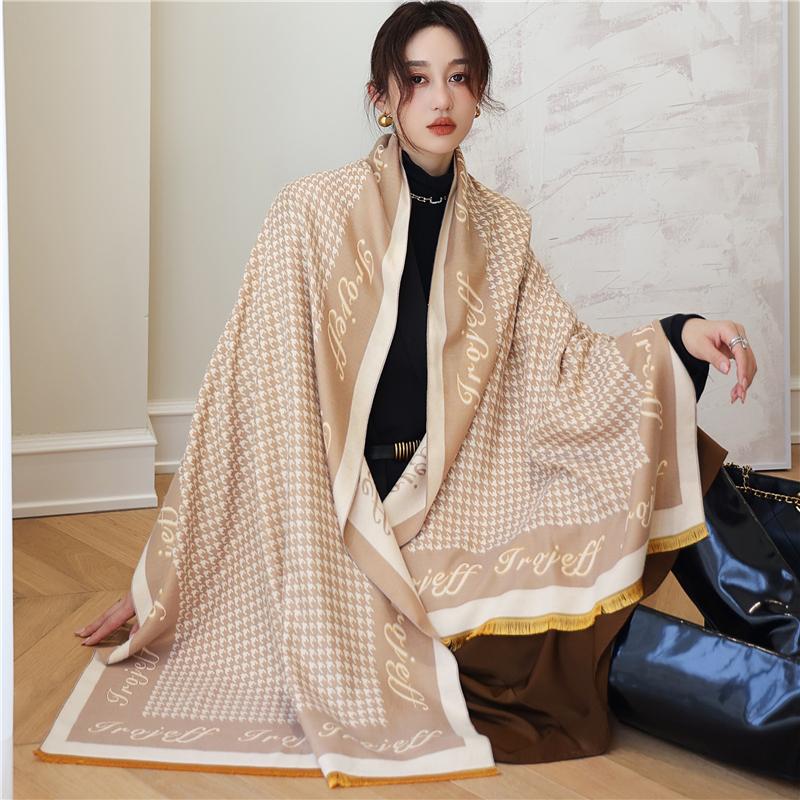 

Scarves Luxury Print Solid Winter Scarf Shawl 180*65cm Thick Cashmere Pashmina Echarpe Blanket Hijab Wrap Headkerchief Neck Foulard 2021