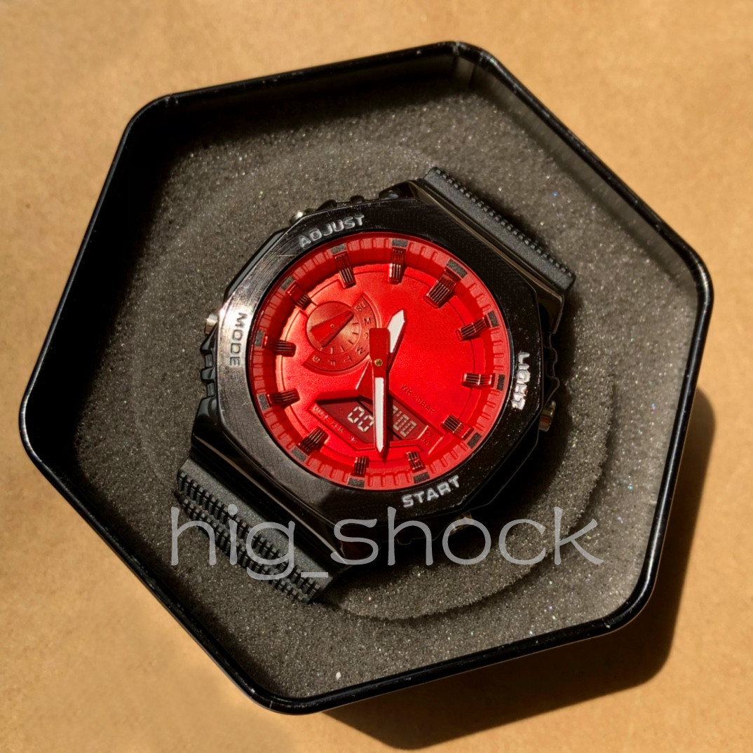 

hot item 2100 quality metal watch New fashion relogio masculino waterproof men's wristwatch Sport dual display GMT Digital LED reloj hombre Army Military, Black blue no box