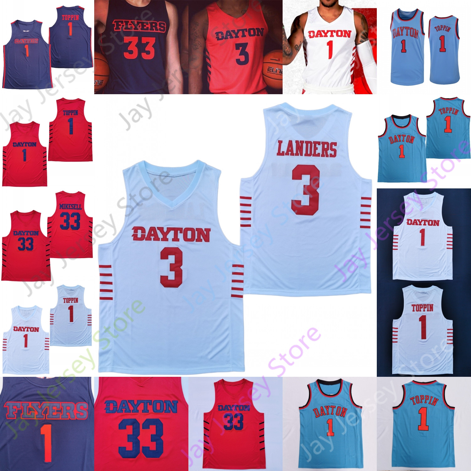 

Dayton Flyers Basketball Jersey NCAA College Obi Toppin Elijah Weaver Toumani Camara Elvis R.J. Blakney Koby Brea Mustapha Amzil Malachi Smith Sissoko, Navy