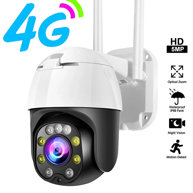 

IP Camera Video Surveillance WIFI PTZ 5MP 4G Sim Card