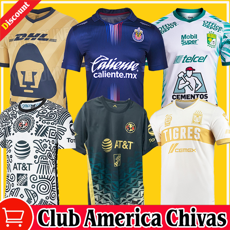 

2021 2122 Chivas Guadalajara Home Away Third Esports Soccer Jerseys 115th 20/21 Club America UNAM Gold LEON UANL TIGRES Camiseta de Futbol 115 year Pre-Match Shirts, Club america home 2021
