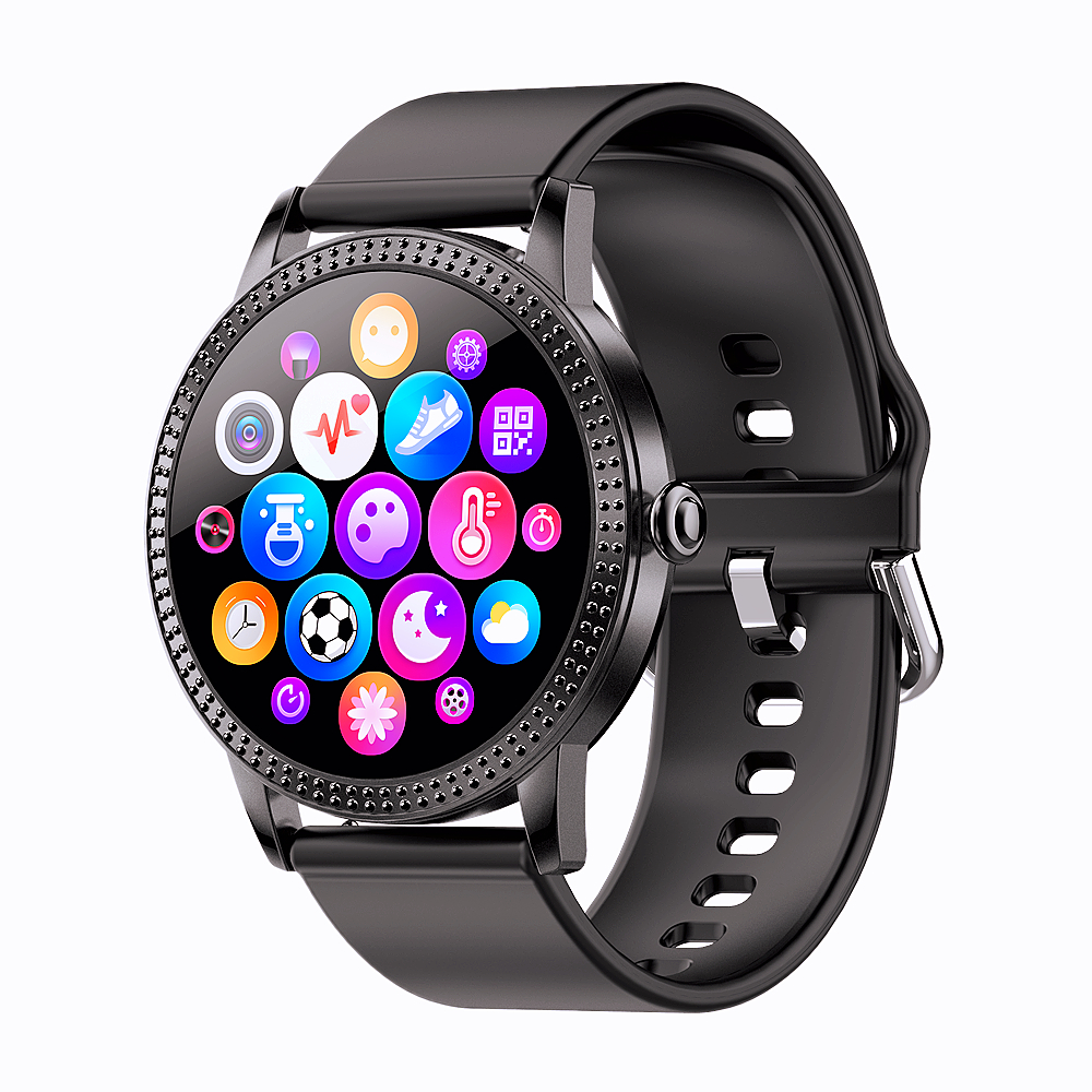 

Smart Watch for Girls Women 1.08 Inch Full Touch Screen Heart rate monitor Call Message Reminder IP67 Waterproof montre femmeg, Black