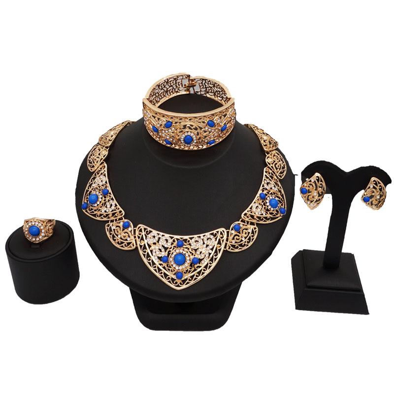 

Earrings & Necklace Jewelry Sets Women African Fashion Gold, As pic
