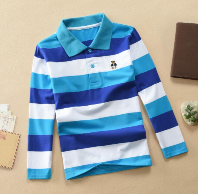 

2022 Spring and Autumn Boys Long Sleeve Pullover Korean T-shirt Lapel Polo Shirt 100-170cm Big Kids