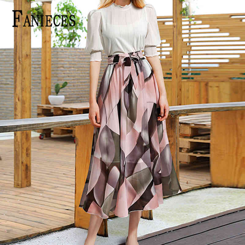 

Spring Summer Floral Print Mesh A-Line Elegant Beach Long Skirts Ladies High Waist Korean Skirt Female streetwear drop 210520, V46-8505e