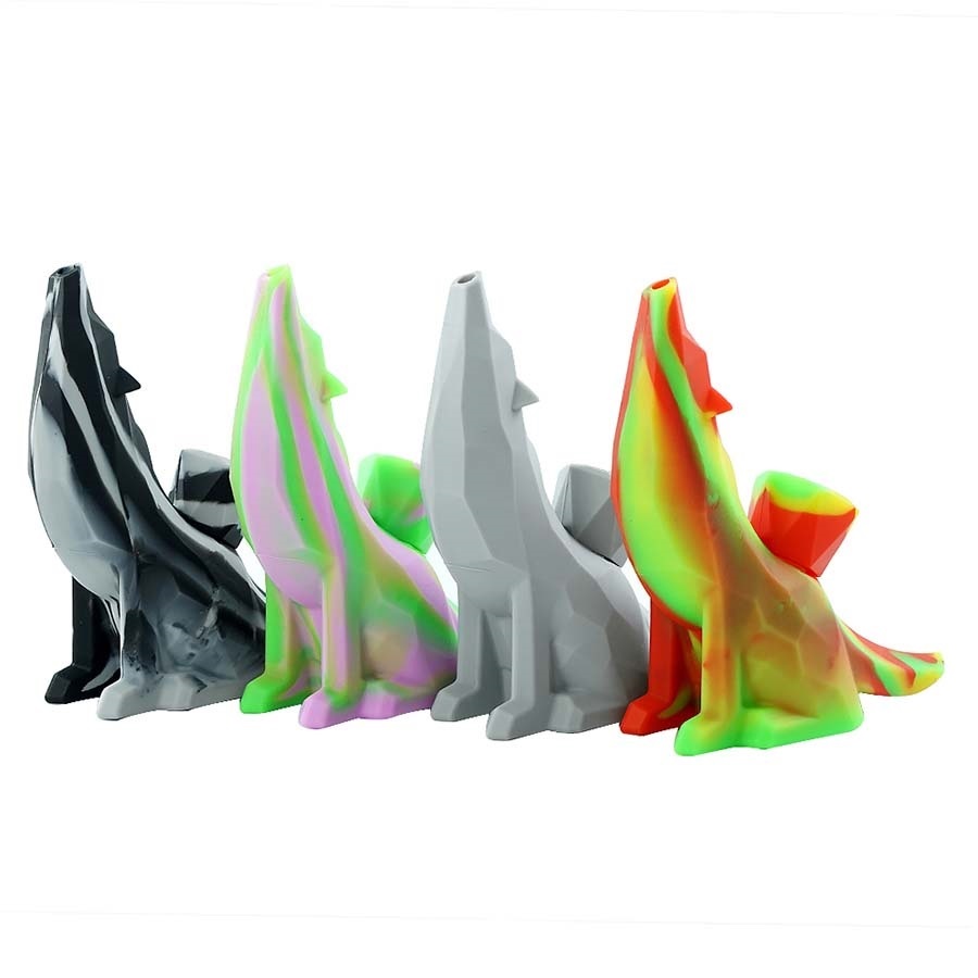 

Smoking Pipes Wolf Shape Silicone Water Pipe with Glass Bowl Tobacco