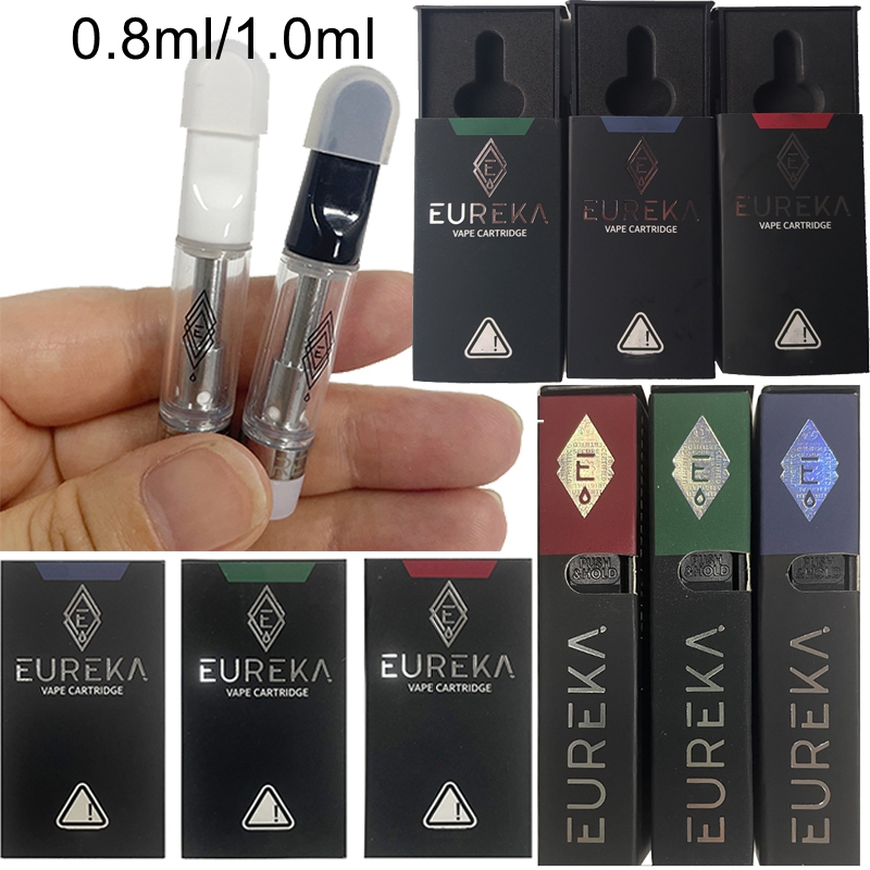 

Child Resistand Box Eureka Carts Empty Vape Pen Cartridges Packaging 1ml 0.8ml Ceramic Coil Atomizer Glass Thick Oil Vaporizer 510 Thread