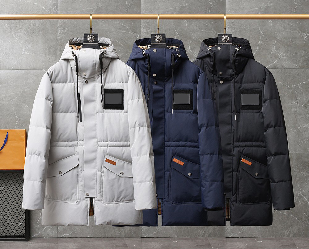 

British War Horse Style Famous Designer luxury Mens Long Down Jacket winter colpus square label Coat Comfortable And Warm Jackets Men Clothing Windproof, Customize