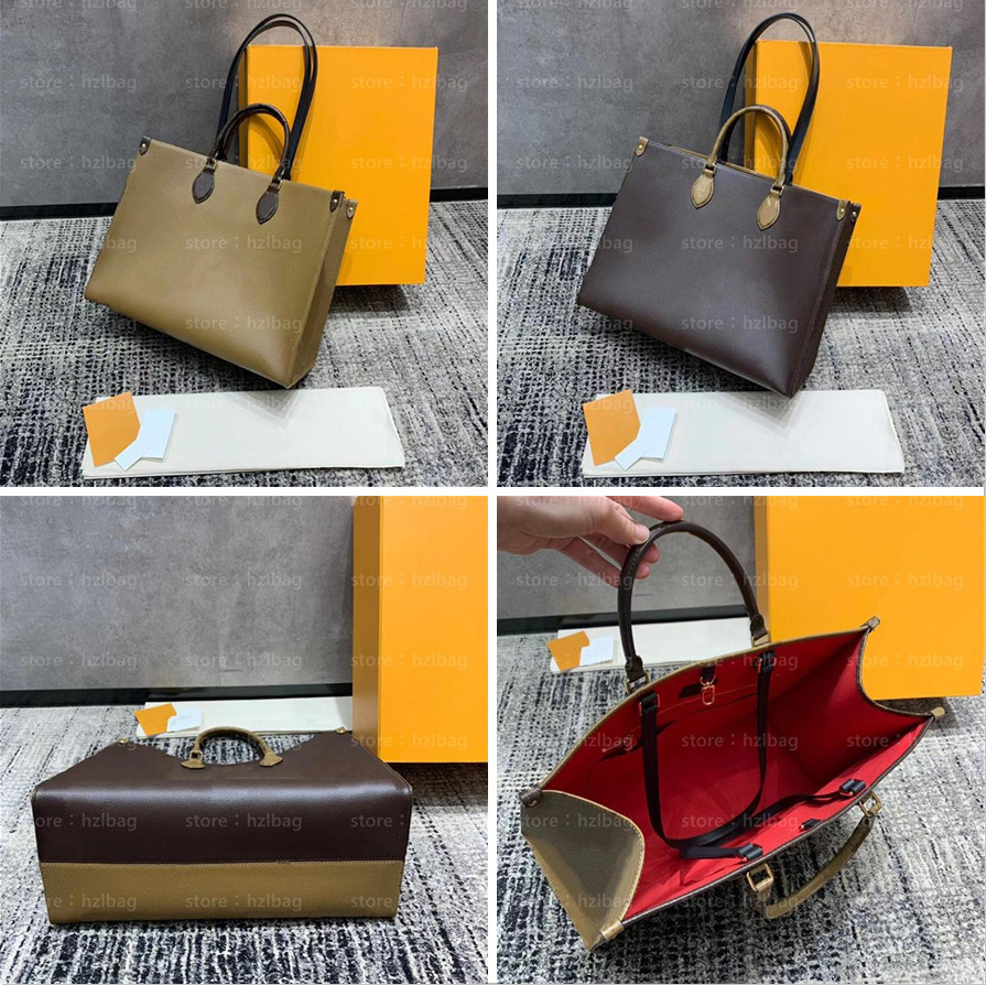 

Onthego MM PM GM Totes Bags double sided Luxurys Designers Bags M45321 Letter Flower Print Business Shopping Handbags On The Go M45320, Color 01