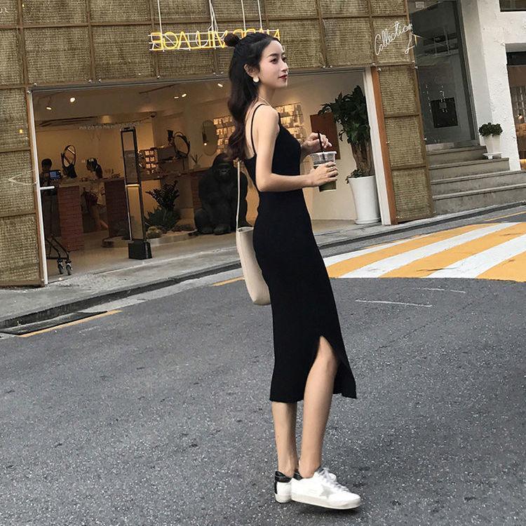 

Casual Dresses Strapeless Women Solid Long, Black
