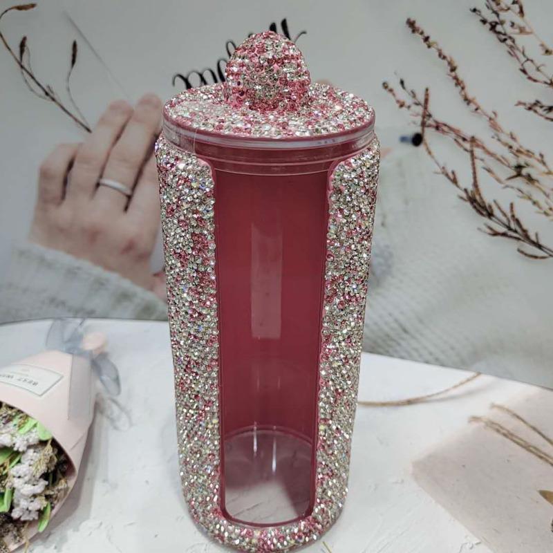 

Storage Boxes & Bins Sparkling Acrylic Brush Organizer With Lid Rhinestones Cosmetic Round Make Up Box Makeup Bedroom