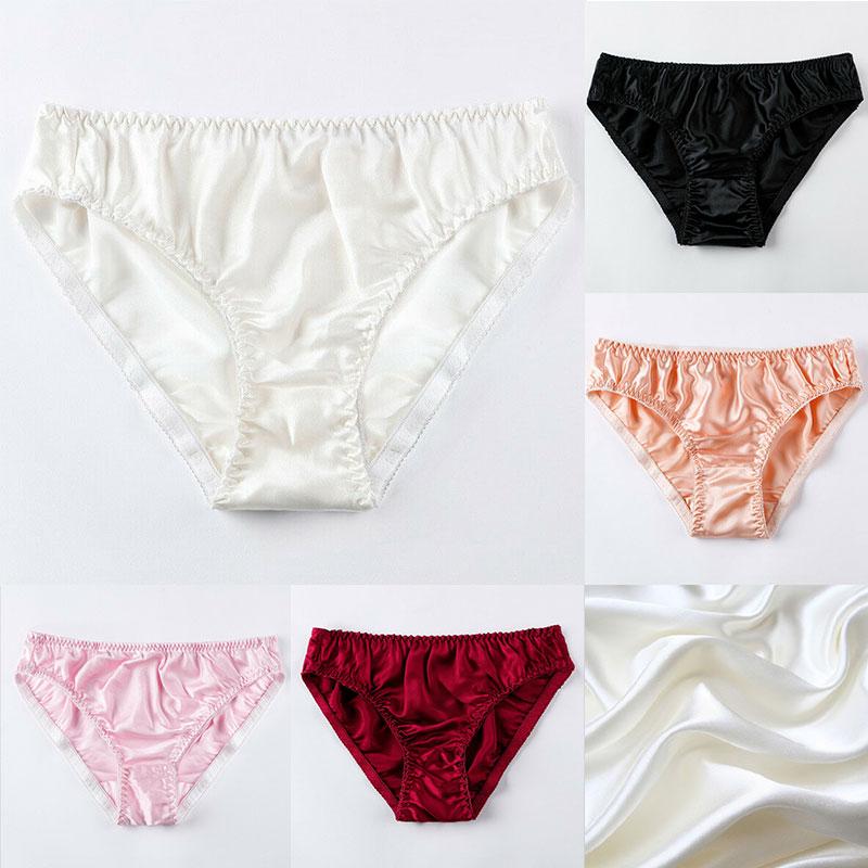 

Women's Panties Fashion Women Milk Silk Lingerie Ladies Sexy Seamless Satin Underwear Breathable Hollow Briefs Plus Size