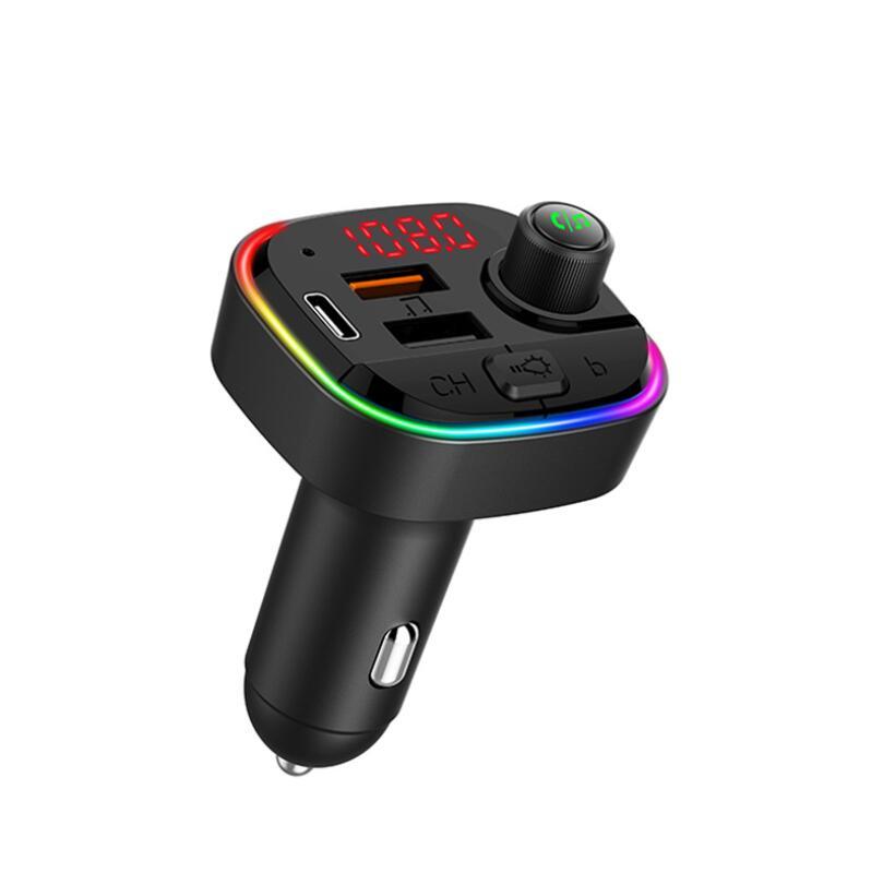 

C13 C14 C15 C12 FM Transmitter Wireless Bluetooth 5.0 Handsfree Car MP3 Kit Modulator Dual USB type-c PD Charger RGB light