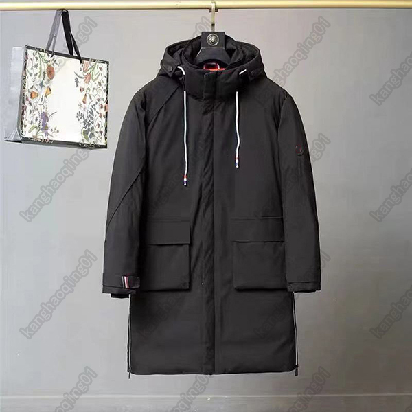 

Topmonnclay 20SS men down jacket M letter rooster logo Thick mid-length mens hooded warm cotton jackets Europe and American style coat, Black
