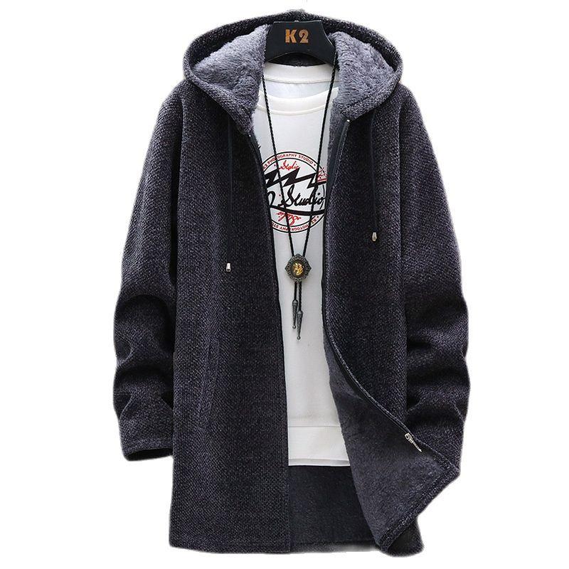 

Men's Sweaters .Y.FANTASY 2021 Winter Fleece Cardigan Men Thick Hooded Coats Mens Warm Knitted Sweater Jackets Causal Hoodie, White;black